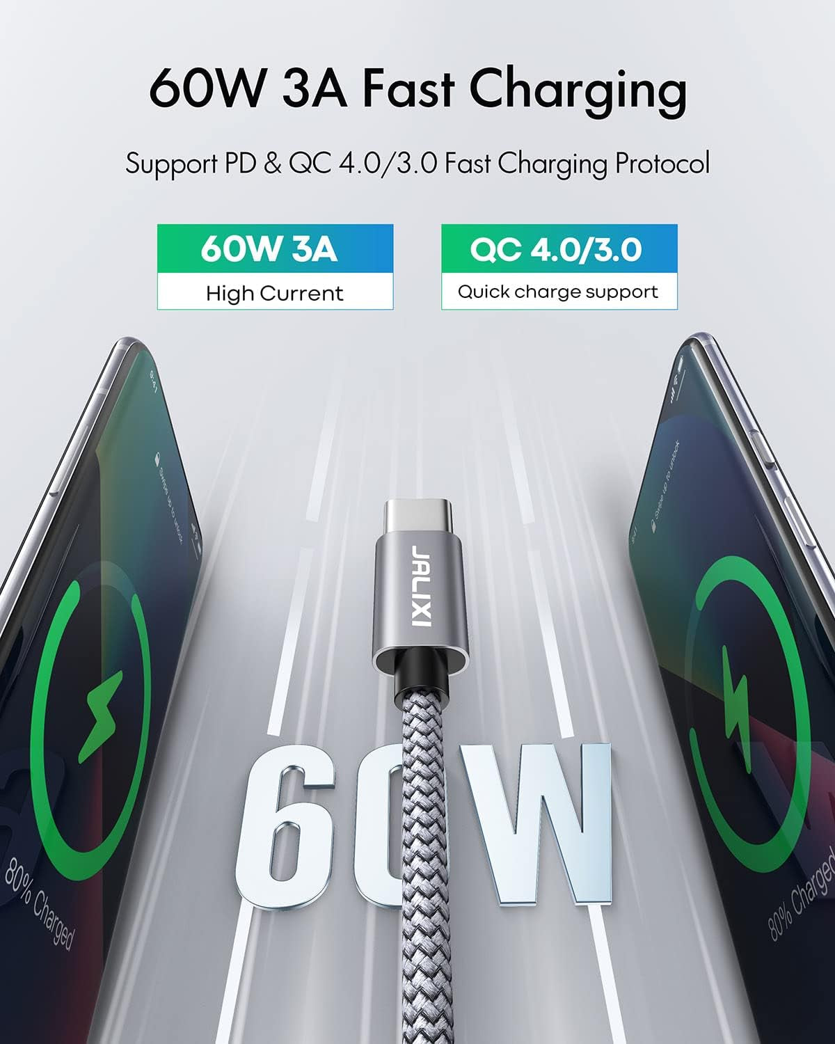 20FT USB C to USB C Cable, Extra Long USB C Cable Fast Charging, 60W Type C Charger Cord (Charge Only) for Iphone 16/15 Pro Max Plus, for Ipad/Macbook, for Samsung Galaxy/Pixel/Switch/Camera & More