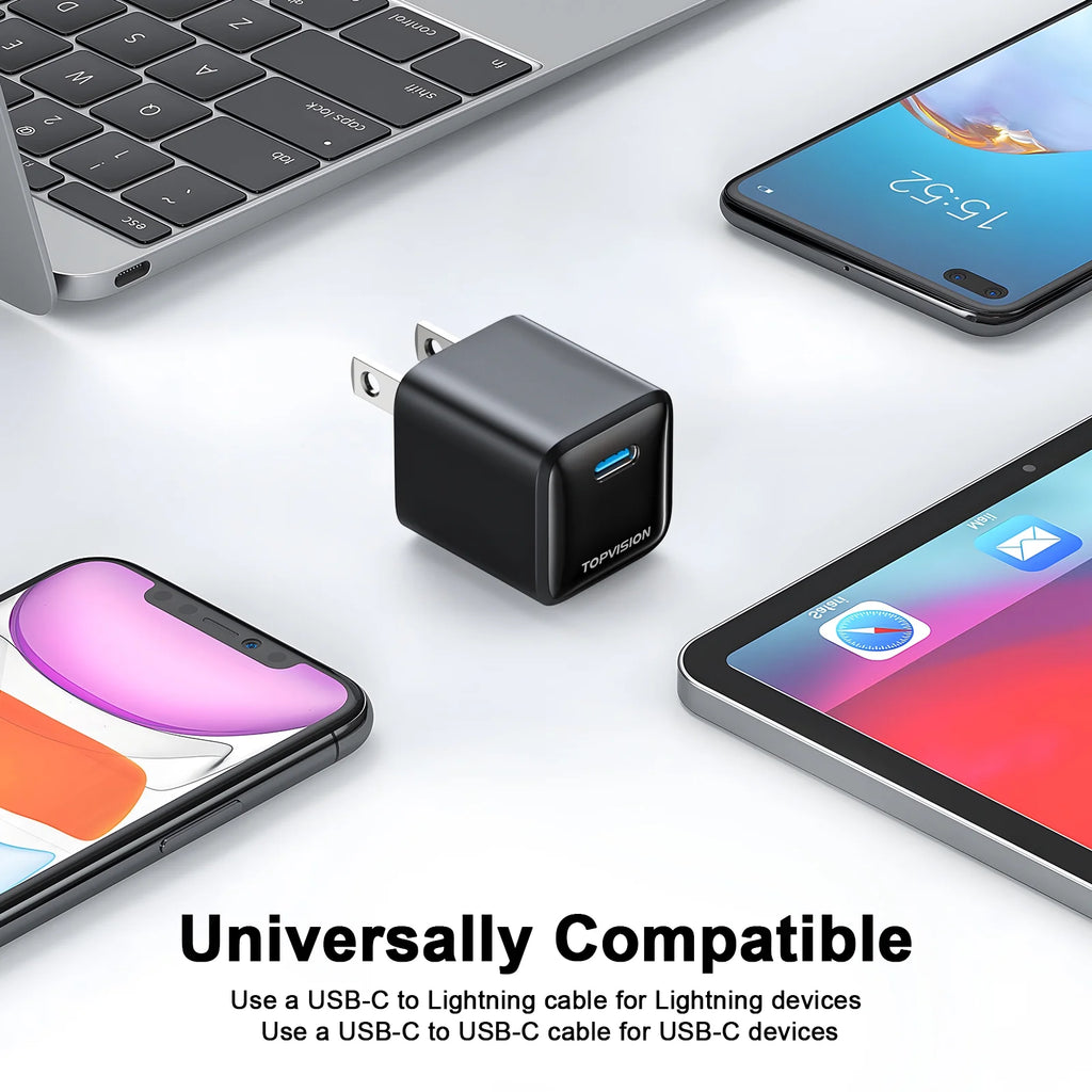 USB-C Charger Block 20W, Wall Charger Fast Charging Block for Apple, Android, 1 Pack