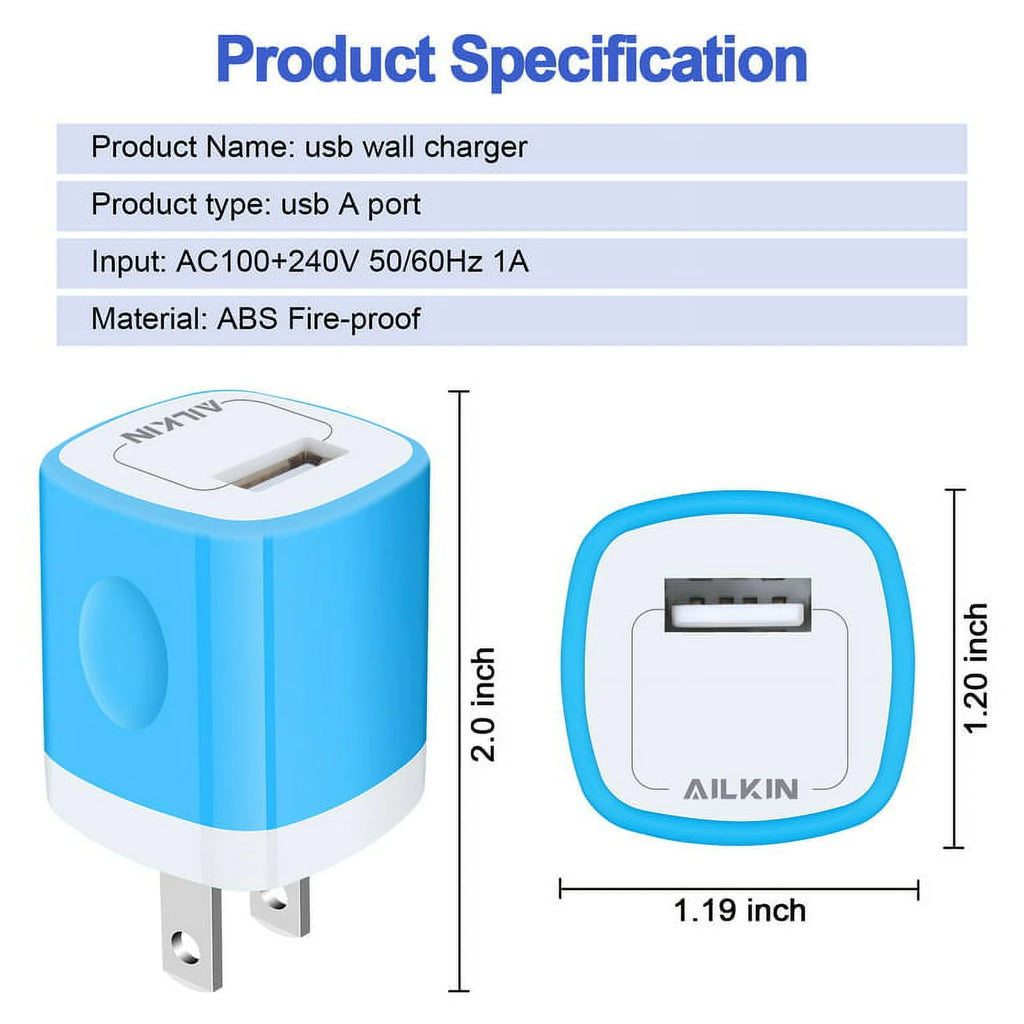 USB Wall Charger Block,Usb Charger Adapter, 5V/1A/4Pack Wall Charger Block Fast Charging Station Power Base Charger Block Plug Brick for Iphone Wall Charger