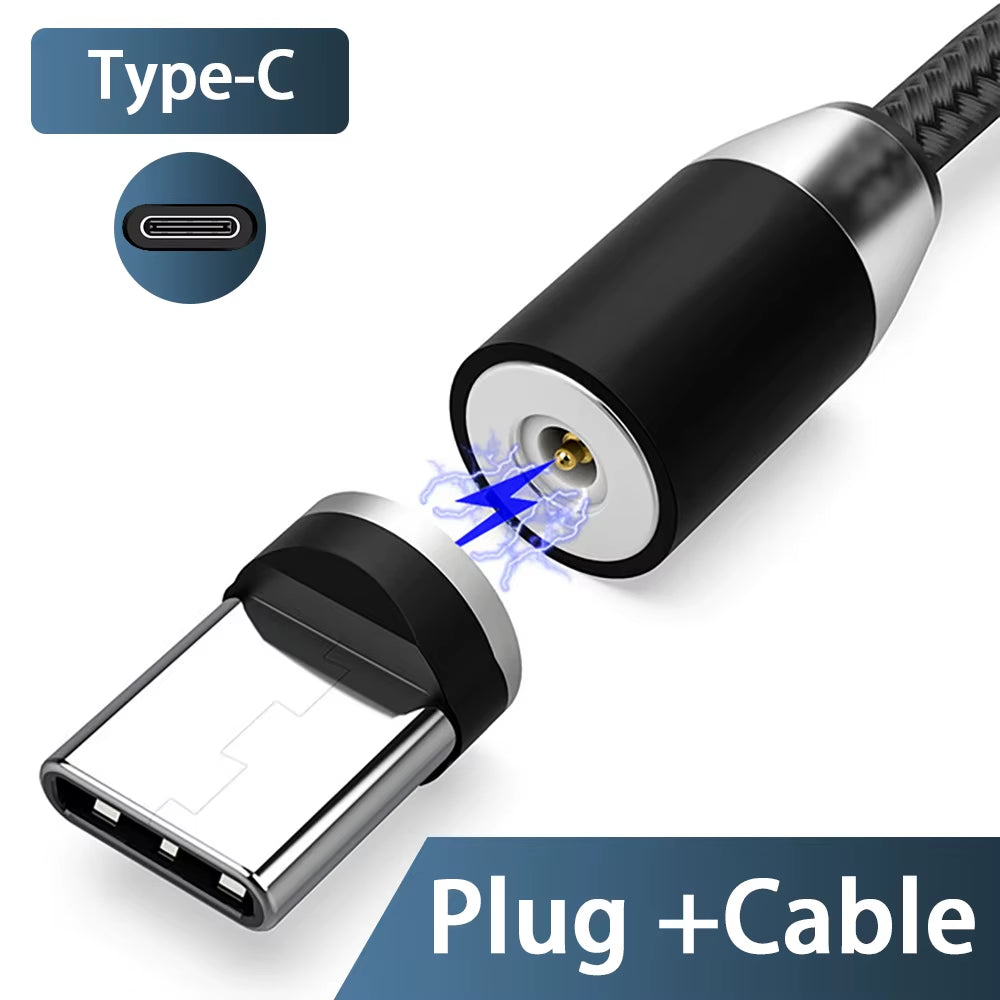 3A LED Magnetic USB Cable Fast Charging USBC Cable Magnet Charger Data Charge Micro USB Cable Mobile Phone Cable USB Cord