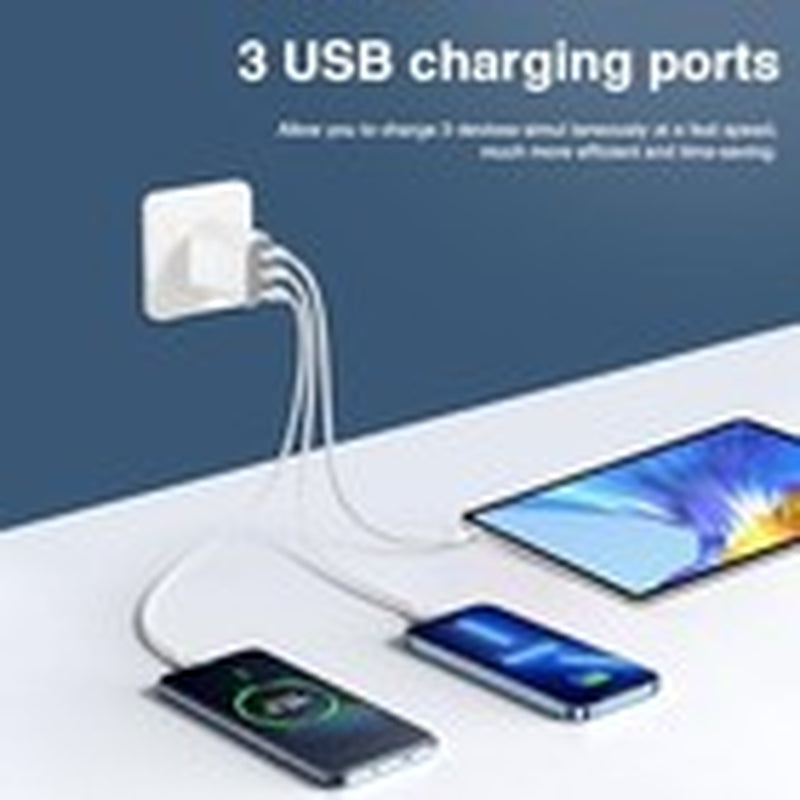 USB Charger Block, Wall Plug in Charging Blocks, Fast Charging Multiport White