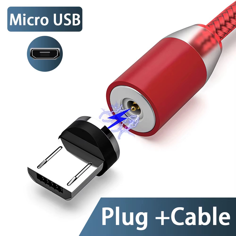 3A LED Magnetic USB Cable Fast Charging USBC Cable Magnet Charger Data Charge Micro USB Cable Mobile Phone Cable USB Cord