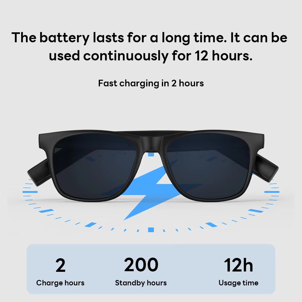 New Men'S Smart Audio Eyewear Wireless Talking Music Player Camera Volume Control Anti-Blue Light Smart Sunglasses