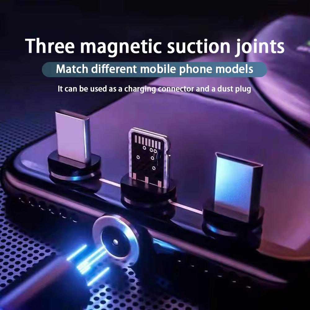 3A LED Magnetic USB Cable Fast Charging USBC Cable Magnet Charger Data Charge Micro USB Cable Mobile Phone Cable USB Cord