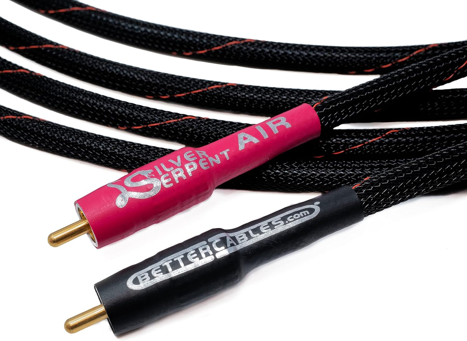 8 Inches Silver Serpent AIR Audiophile RCA Audio Interconnect Cables - Stereo Pair (2 Cables) Flagship, High-End, High-Performance, Premium Hi-Fi Audio