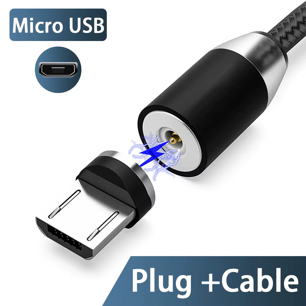 3A LED Magnetic USB Cable Fast Charging USBC Cable Magnet Charger Data Charge Micro USB Cable Mobile Phone Cable USB Cord