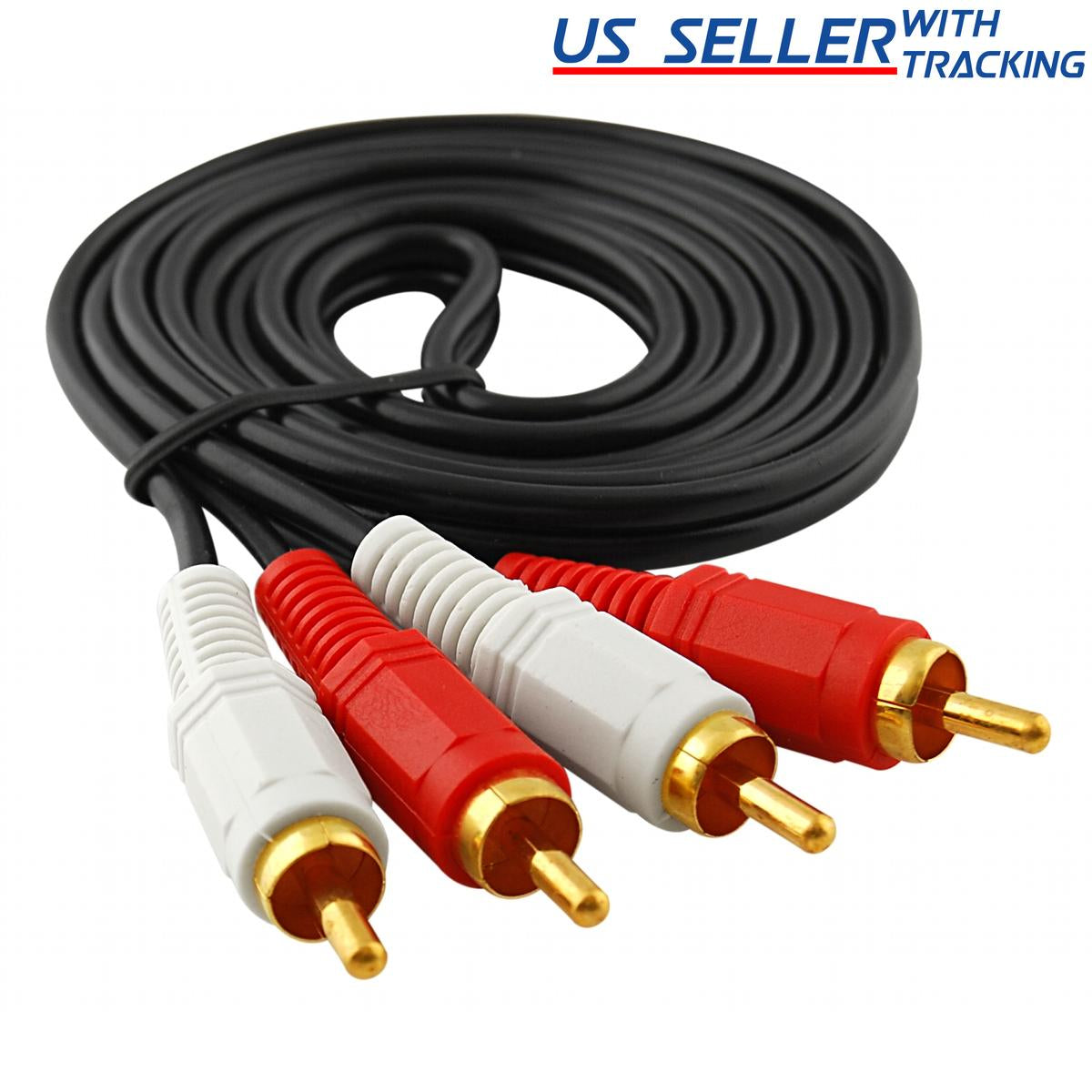 2 RCA Male to Male Cable 5Ft 10Ft 12Ft 25Ft 50Ft Audio Stereo 2RCA DVD HDTV
