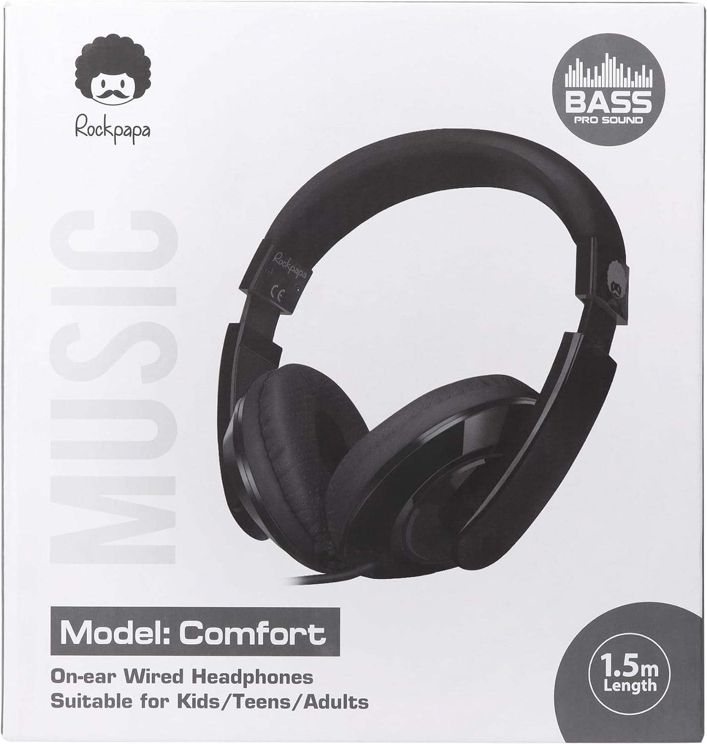 Comfort Kids Headphones for School, Lightweight Childrens Boys Girls Teens Over-Ear Headphones Wired 3.5Mm for CD DVD Player Tablet Phone Travel Black