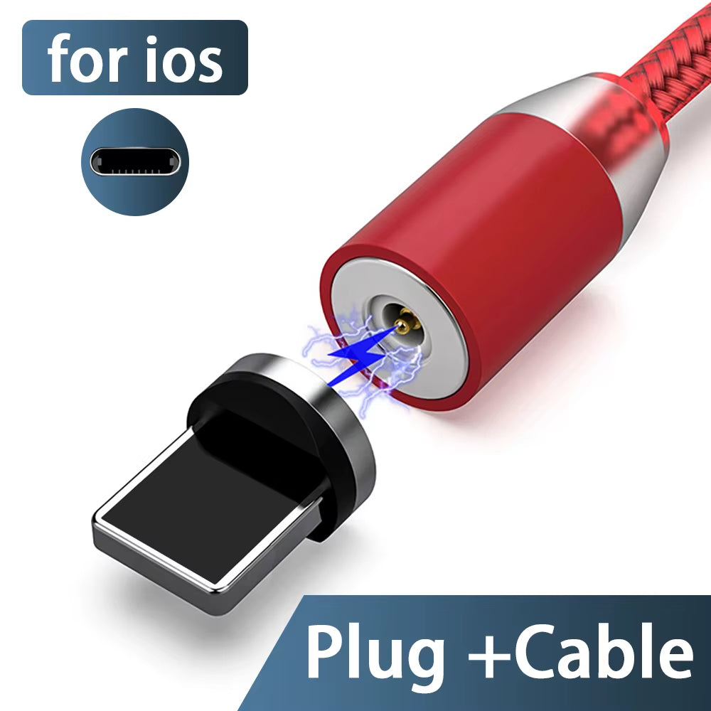 3A LED Magnetic USB Cable Fast Charging USBC Cable Magnet Charger Data Charge Micro USB Cable Mobile Phone Cable USB Cord