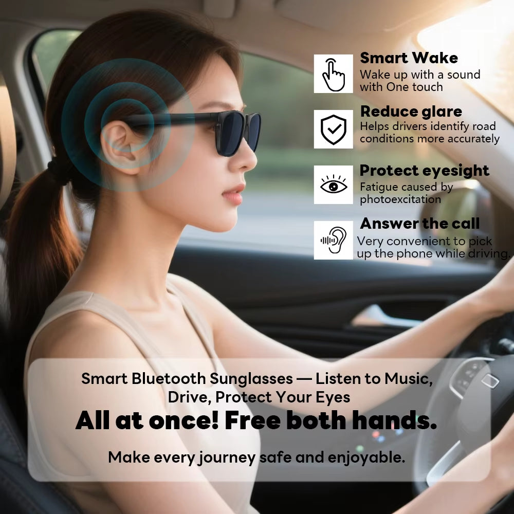 New Men'S Smart Audio Eyewear Wireless Talking Music Player Camera Volume Control Anti-Blue Light Smart Sunglasses