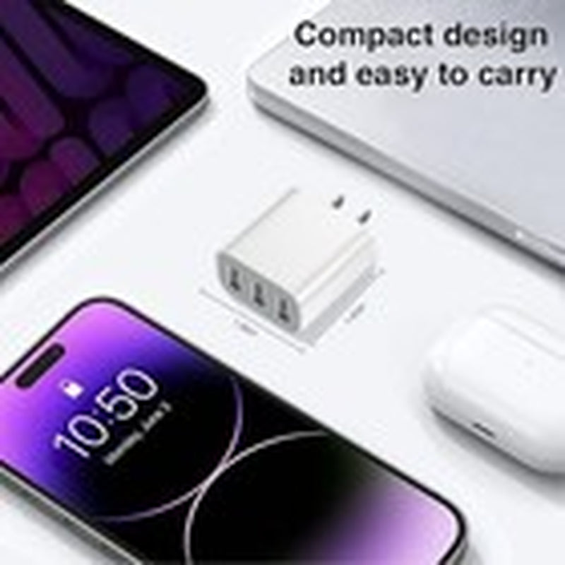 USB Charger Block, Wall Plug in Charging Blocks, Fast Charging Multiport White