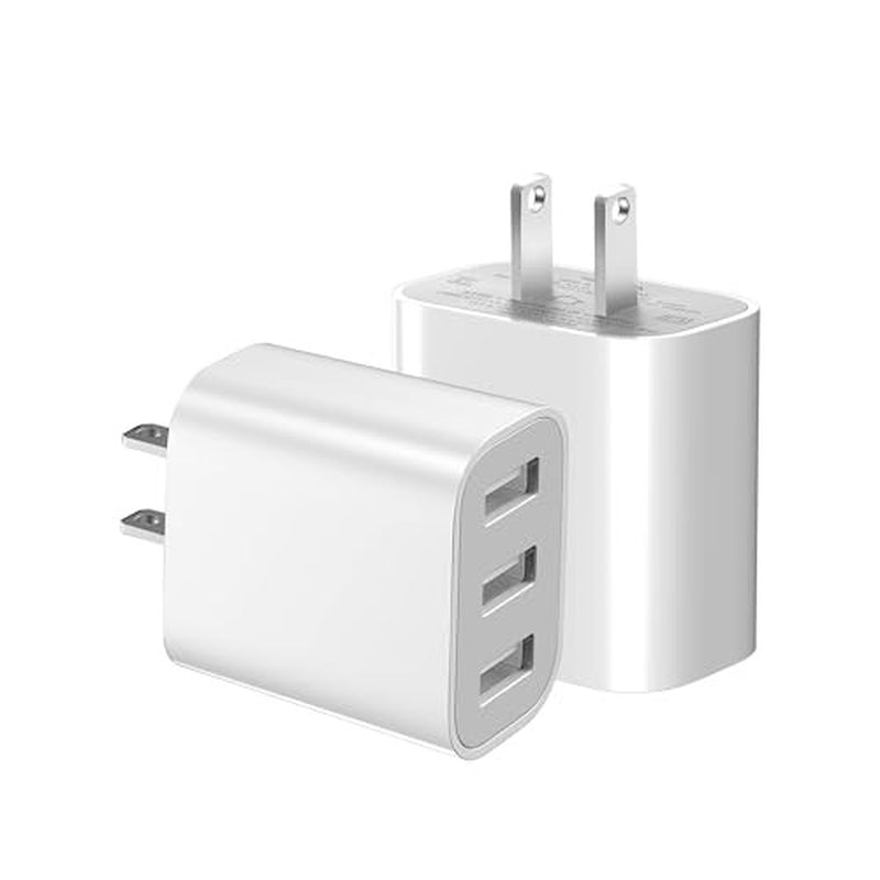 USB Charger Block, Wall Plug in Charging Blocks, Fast Charging Multiport White