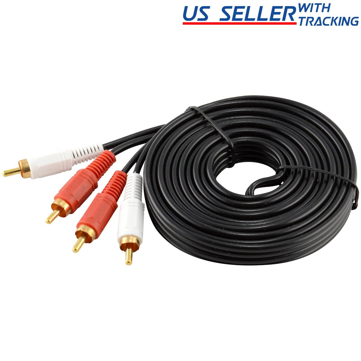 2 RCA Male to Male Cable 5Ft 10Ft 12Ft 25Ft 50Ft Audio Stereo 2RCA DVD HDTV