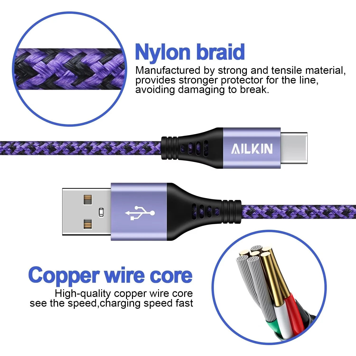 Charging Block,Type C Charger Block Fast Charging  2PCS Charger Block with 2PCS Type C Charging Cables 6Ft USB C Cables Wall Charger Block Plug Android Charger Phone Cords Type C