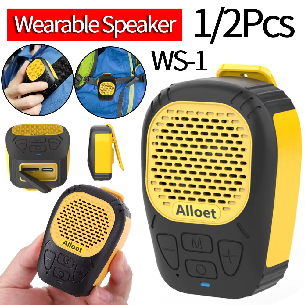 1/2Pcs Wearable Speaker Bluetooth 5.3 Waterproof Magnetic Clip-On Wireless Portable Speakers with Mic Hands-Free Music/Call