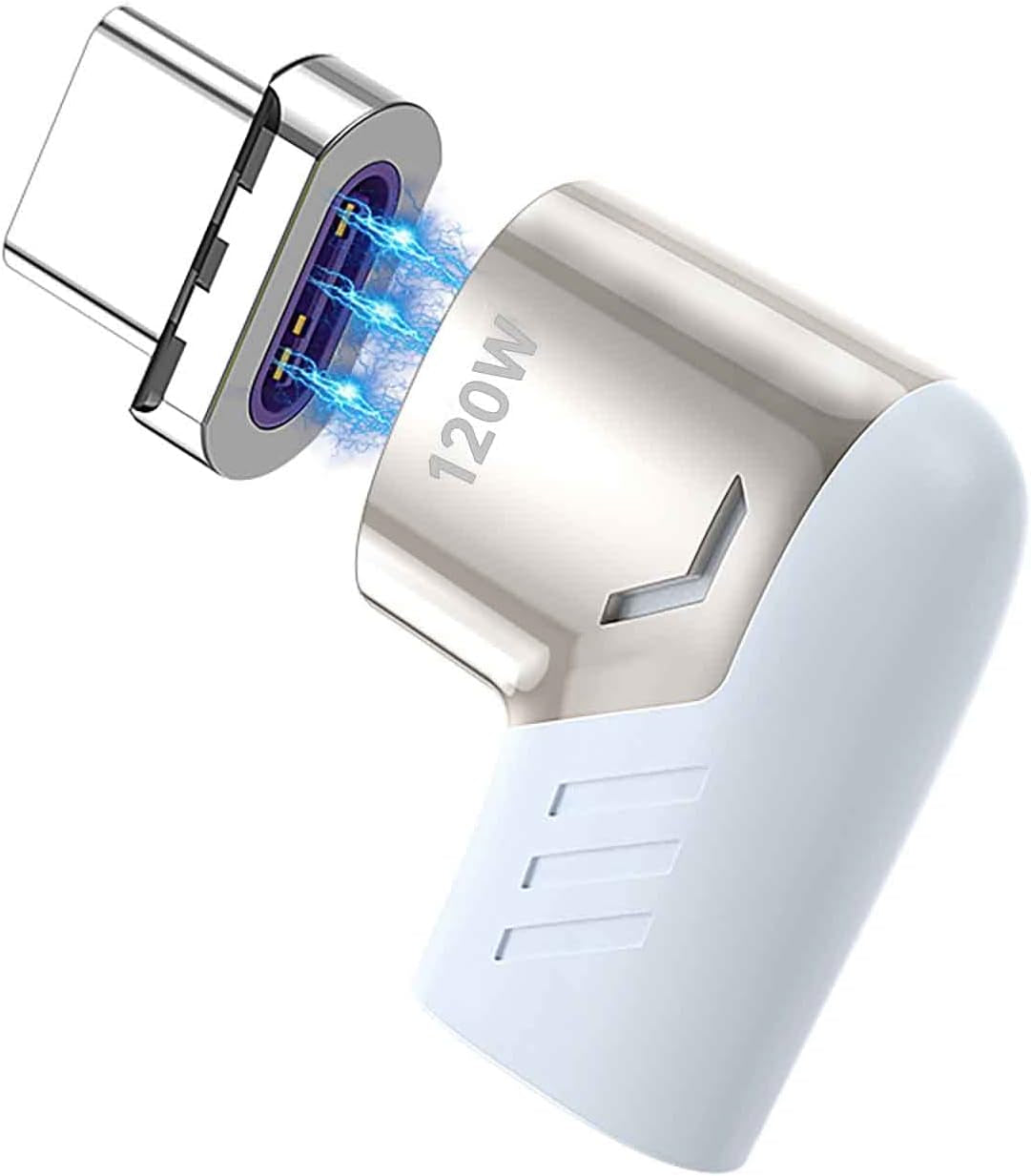 USB C Magnetic Adapter, USB2.0 Type C Right Angle Connector with PD 120W Charge and 480Mbps Data Transfer, Compatible for Macbook Pro/Air Ipad Pro and More USB C Devices