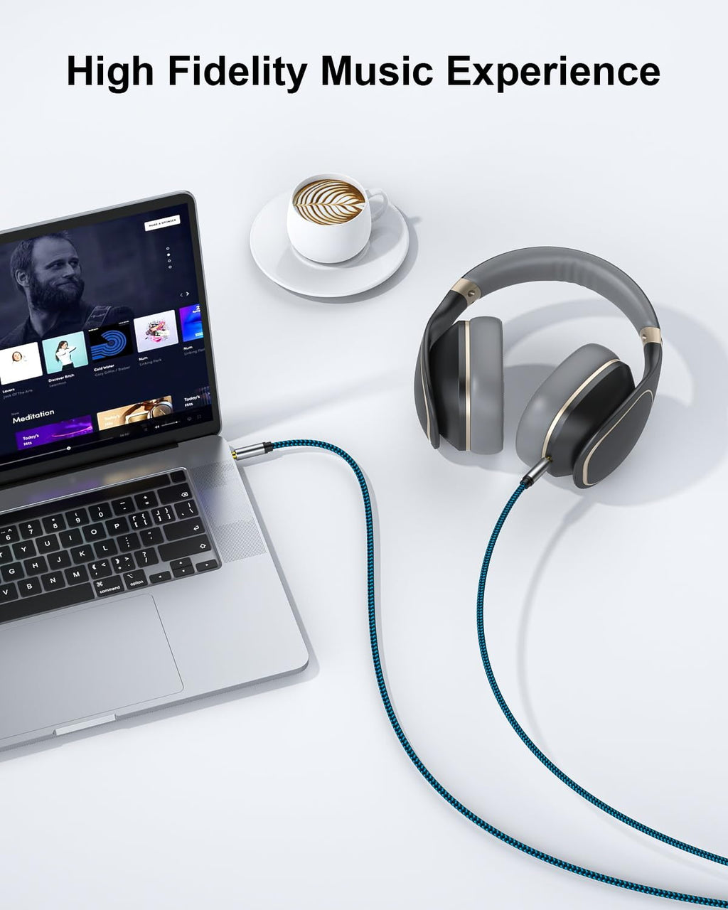 Aux Cord 25Ft, Nylon Braided 3.5Mm Audio Cable Headphone Cable 3.5Mm Male To