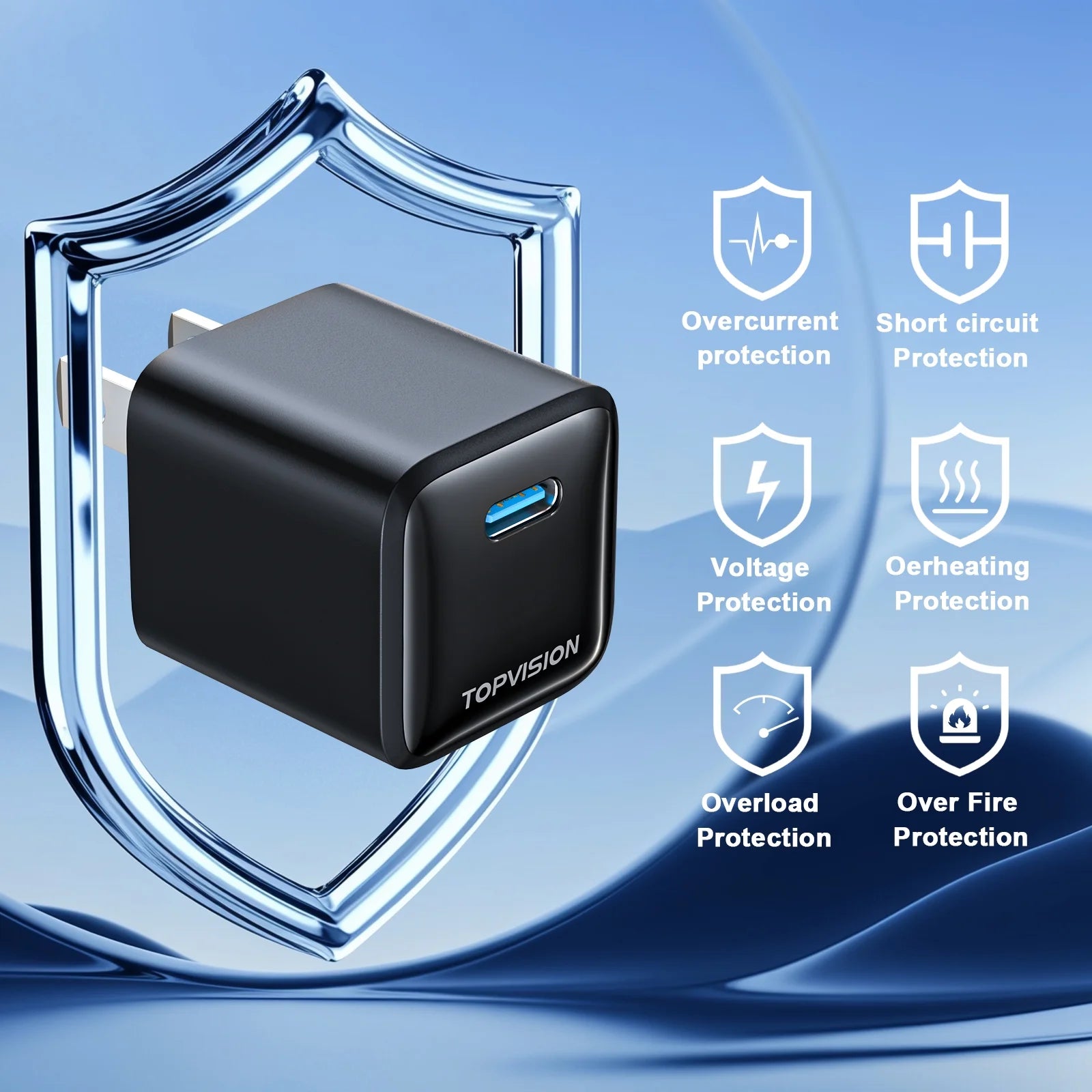 USB-C Charger Block 20W, Wall Charger Fast Charging Block for Apple, Android, 1 Pack