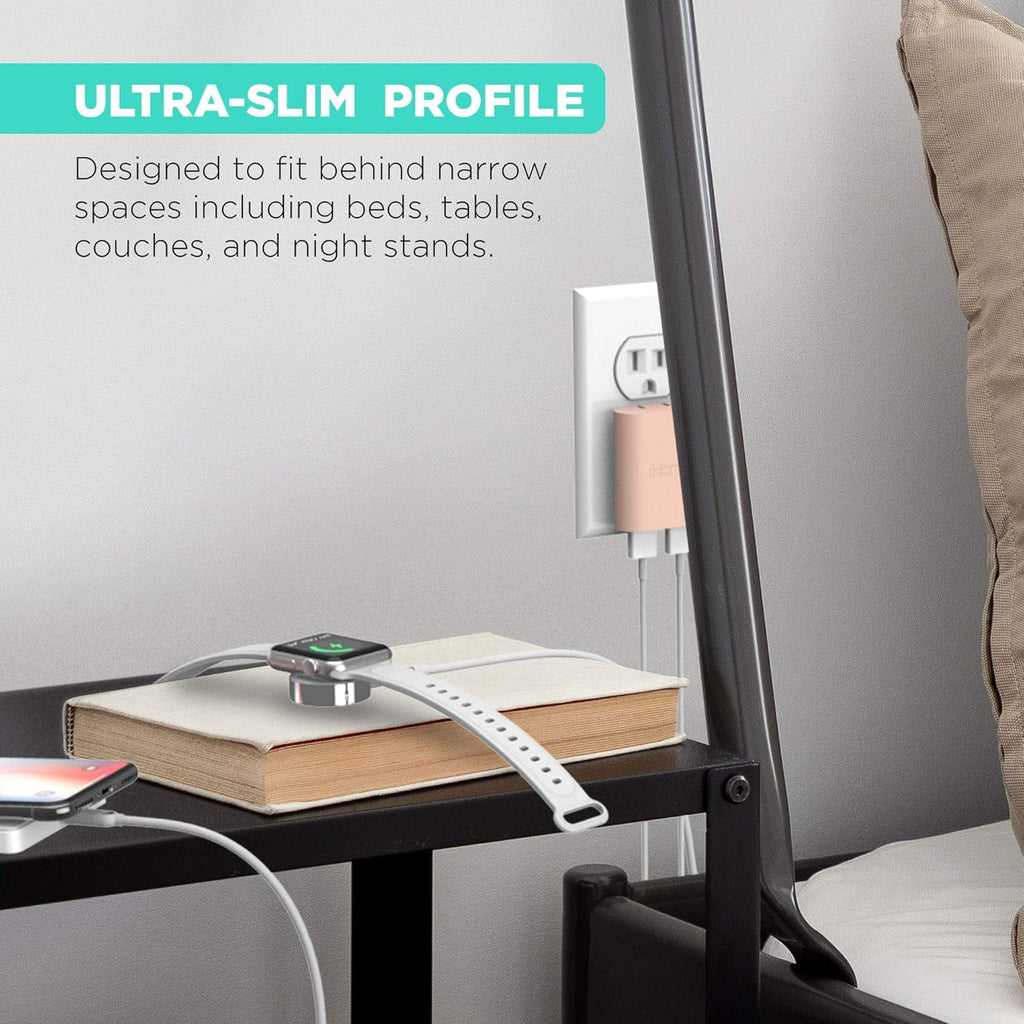 AC Pro 2-Port USB Wall Charger, Flat Plug Adapter, Phone Charging Block for Home & Travel