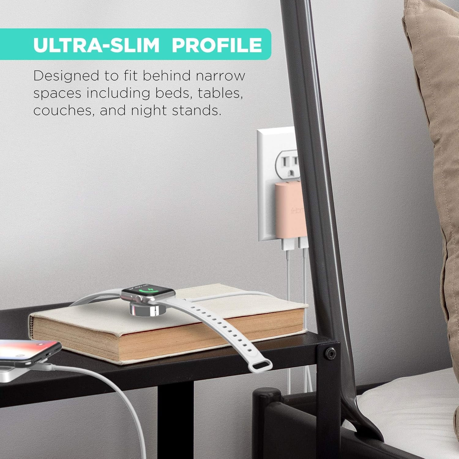 AC Pro 2-Port USB Wall Charger, Flat Plug Adapter, Phone Charging Block for Home & Travel