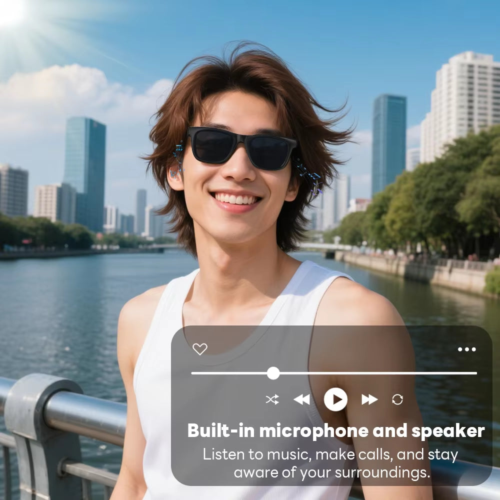 New Men'S Smart Audio Eyewear Wireless Talking Music Player Camera Volume Control Anti-Blue Light Smart Sunglasses