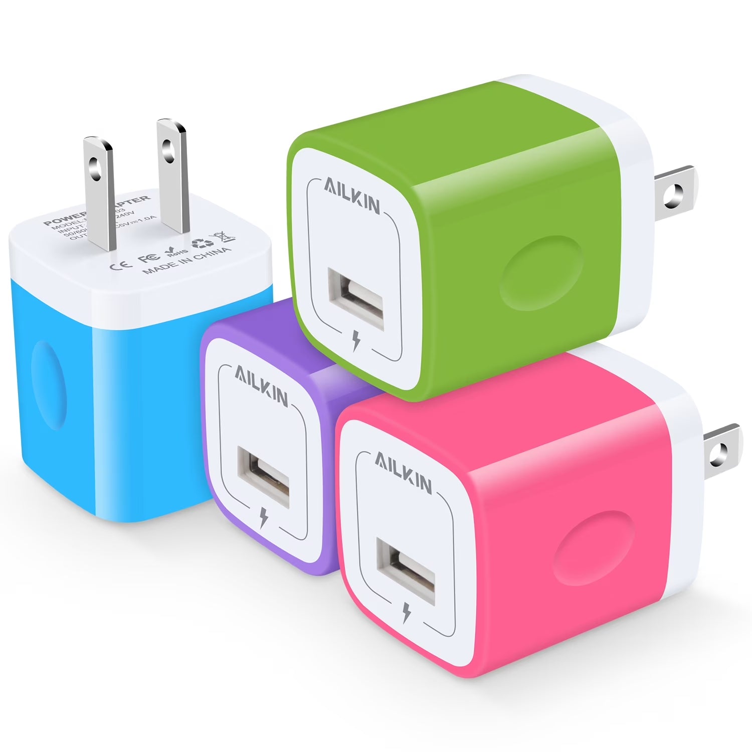 USB Wall Charger Block,Usb Charger Adapter, 5V/1A/4Pack Wall Charger Block Fast Charging Station Power Base Charger Block Plug Brick for Iphone Wall Charger