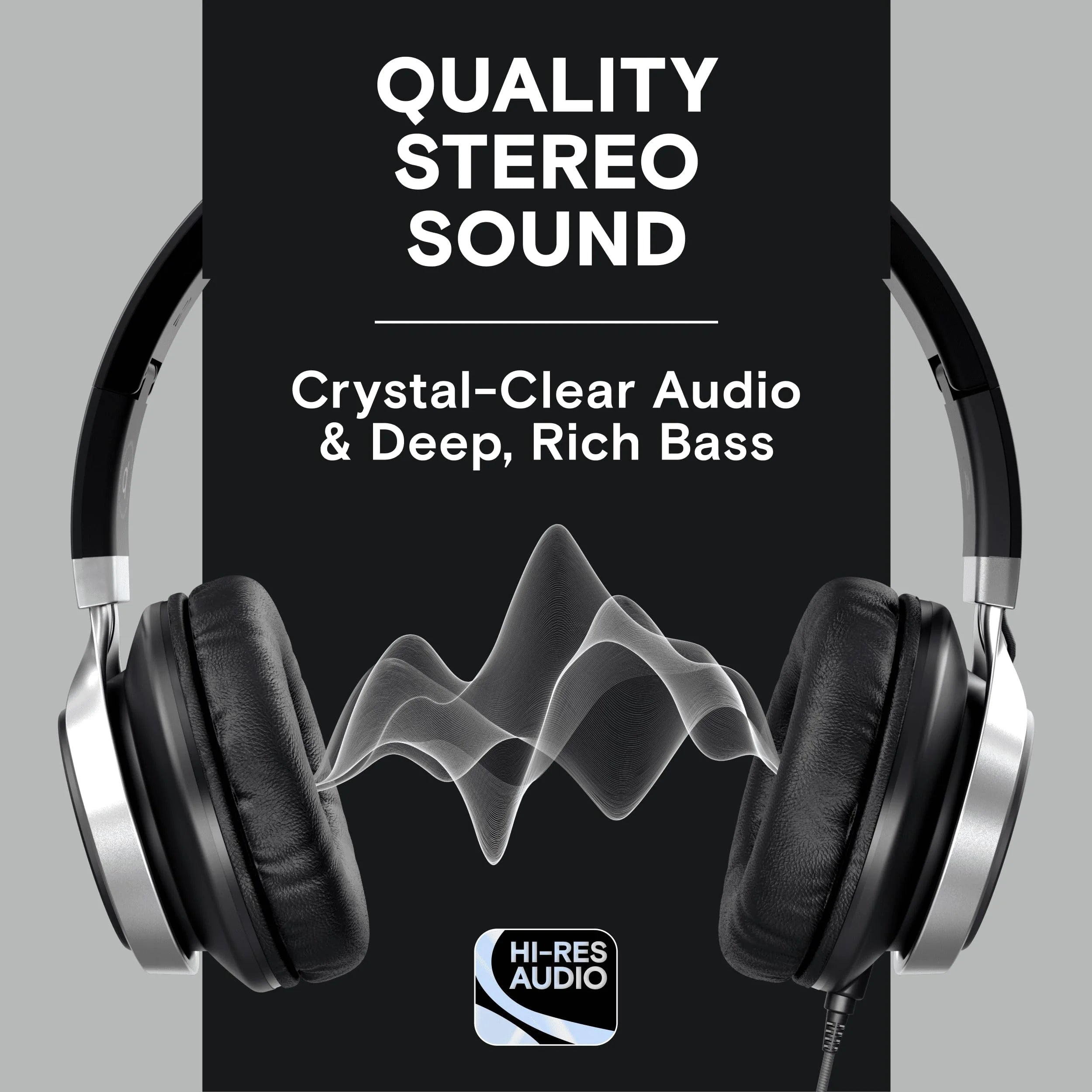 CL750 Wired Headphones with Microphone, On-Ear Head Phones with Mic, Black