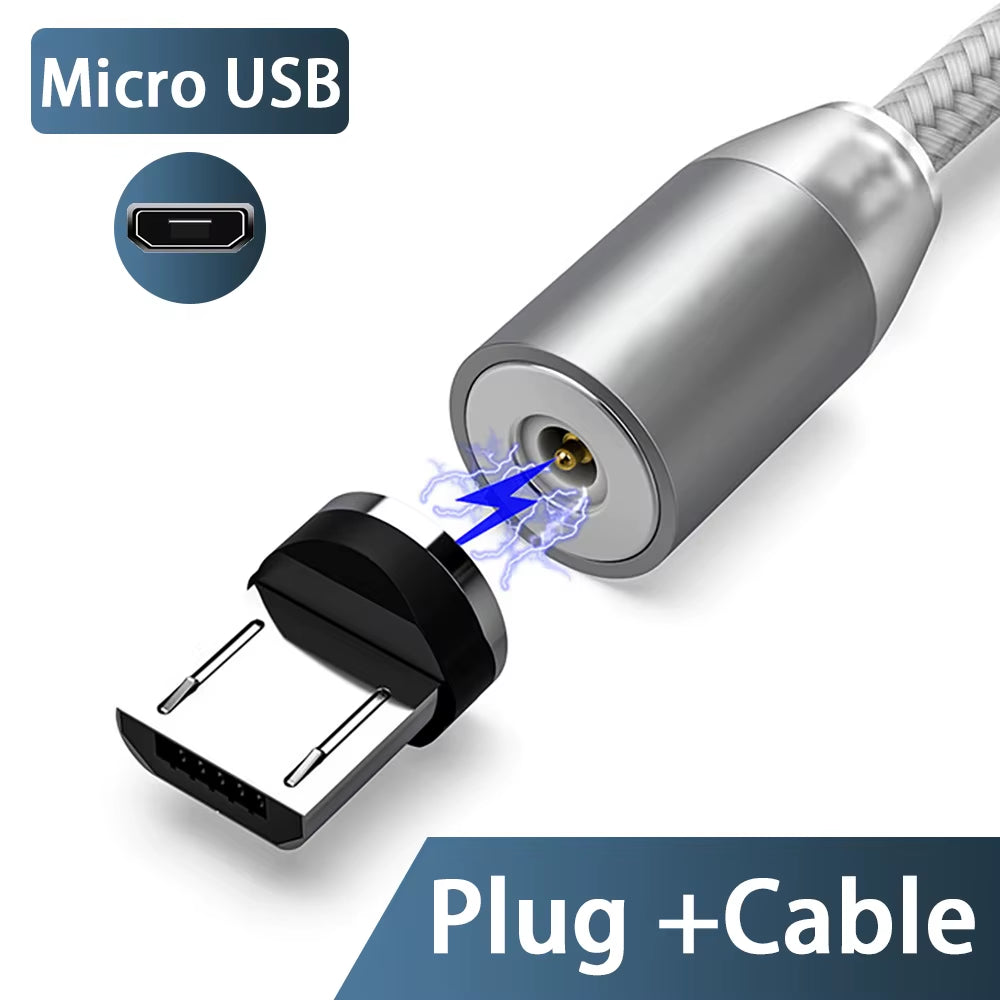 3A LED Magnetic USB Cable Fast Charging USBC Cable Magnet Charger Data Charge Micro USB Cable Mobile Phone Cable USB Cord