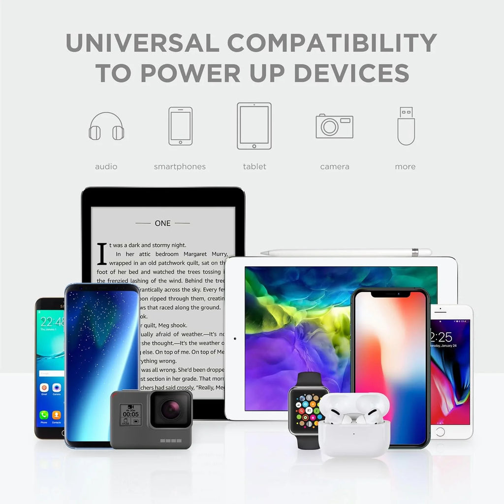 AC Pro 2-Port USB Wall Charger, Flat Plug Adapter, Phone Charging Block for Home & Travel