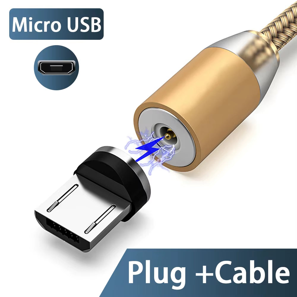 3A LED Magnetic USB Cable Fast Charging USBC Cable Magnet Charger Data Charge Micro USB Cable Mobile Phone Cable USB Cord