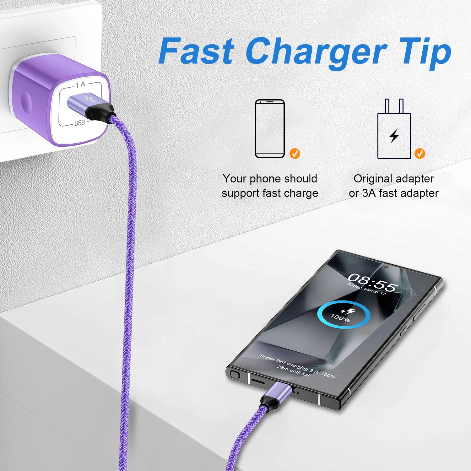 8 Pack USB C Charger Blcok,  1A Wall Charger Block Type C Block Fast Charger Android USB Brick Type C Charger Charger Plug Brick Cube Charger Box Fast Charging Block for Samsung Android Charger