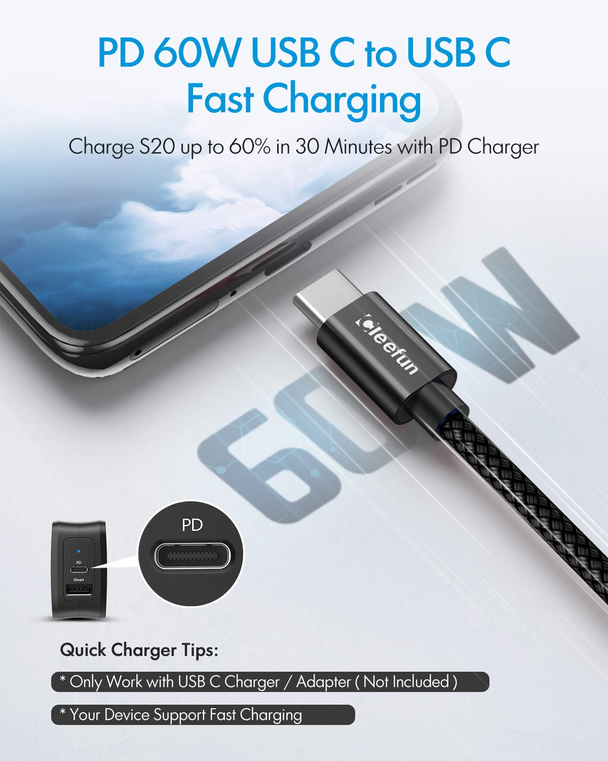 USB C to USB C Cable 3Ft, 2-Pack Type C to C Charger Cable 60W Fast Charging for Iphone 16 Pro Max/Plus/Pro, for Iphone 15 Pro Max Plus, for Ipad/Macbook USB-C, Galaxy S24 S23