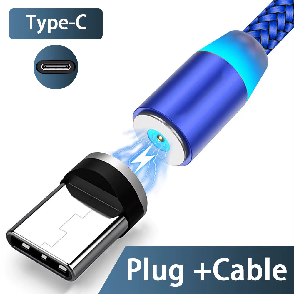 3A LED Magnetic USB Cable Fast Charging USBC Cable Magnet Charger Data Charge Micro USB Cable Mobile Phone Cable USB Cord