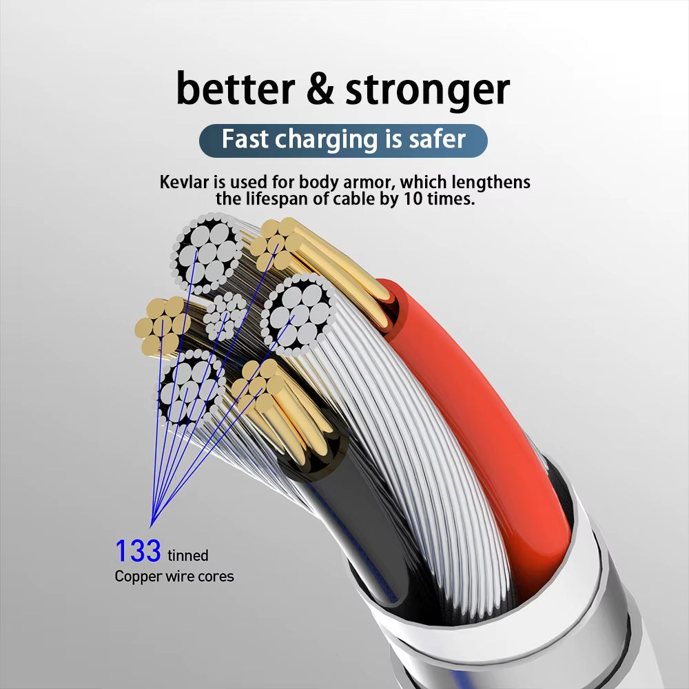 3A LED Magnetic USB Cable Fast Charging USBC Cable Magnet Charger Data Charge Micro USB Cable Mobile Phone Cable USB Cord