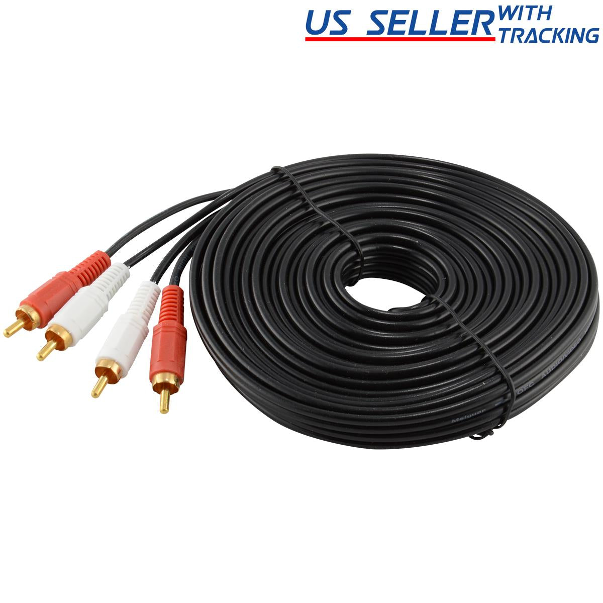 2 RCA Male to Male Cable 5Ft 10Ft 12Ft 25Ft 50Ft Audio Stereo 2RCA DVD HDTV