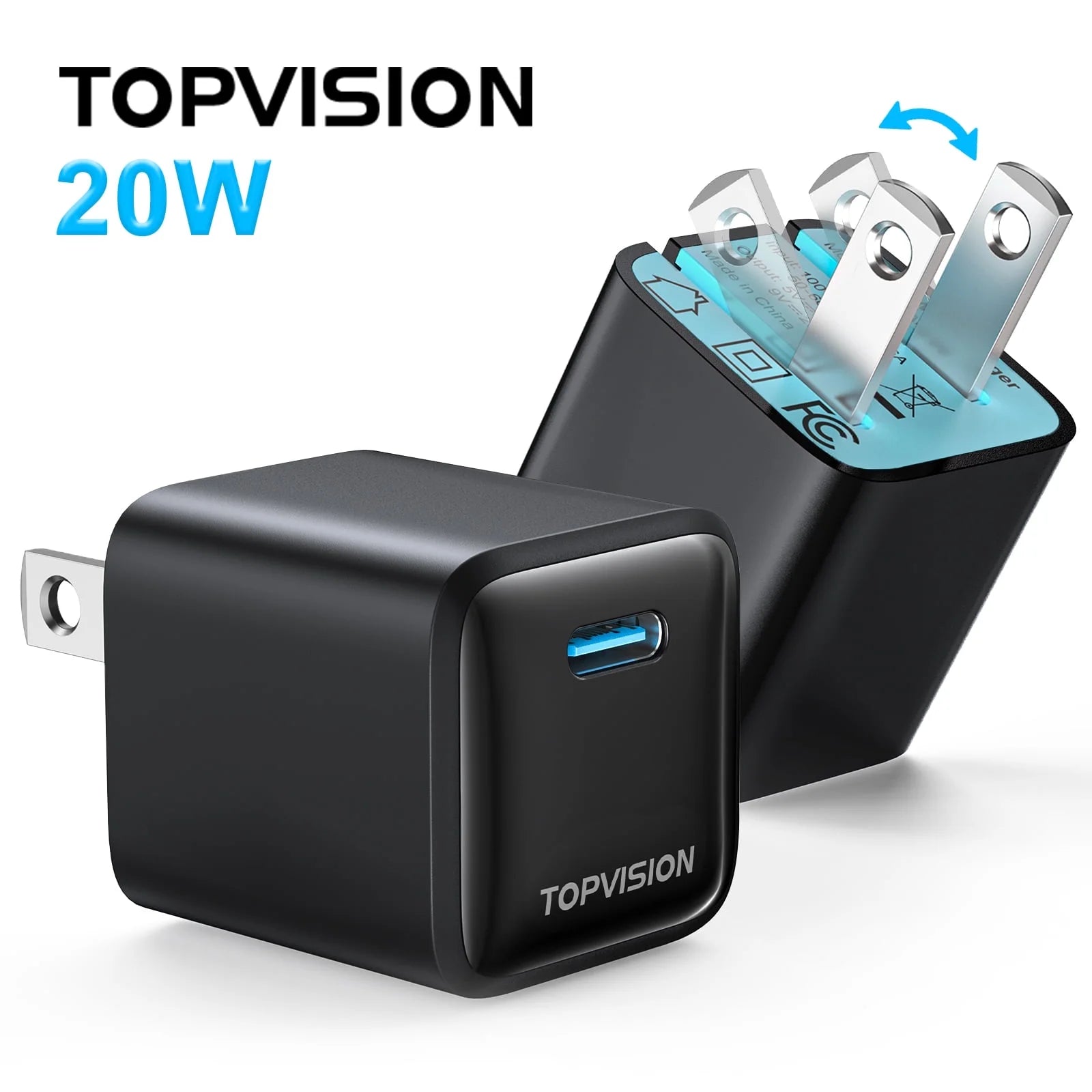 USB-C Charger Block 20W, Wall Charger Fast Charging Block for Apple, Android, 1 Pack