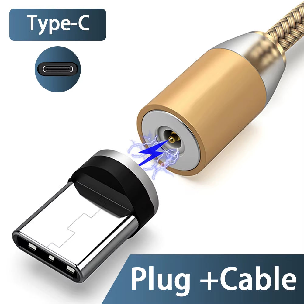 3A LED Magnetic USB Cable Fast Charging USBC Cable Magnet Charger Data Charge Micro USB Cable Mobile Phone Cable USB Cord
