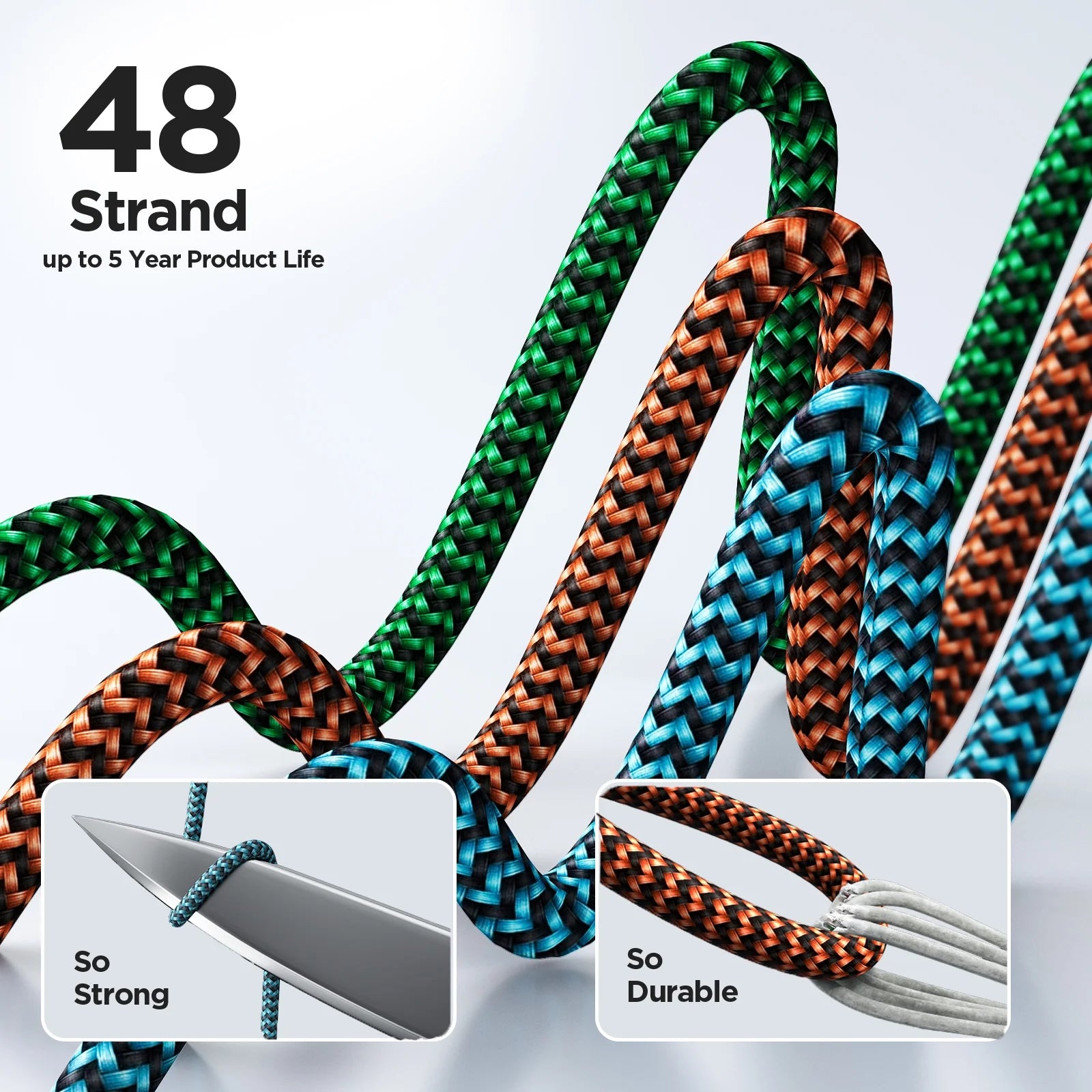 60W USB C to USB C Cable, [3Pack 10FT] PD Fast Charging Nylon Braided Type C to C Cord for Iphone 17/16/15, Samsung Galaxy S24/S23 Ultra